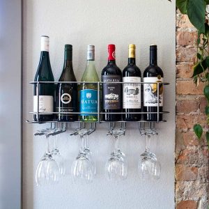Wall Mounted Wine Bottle & Glass Rack