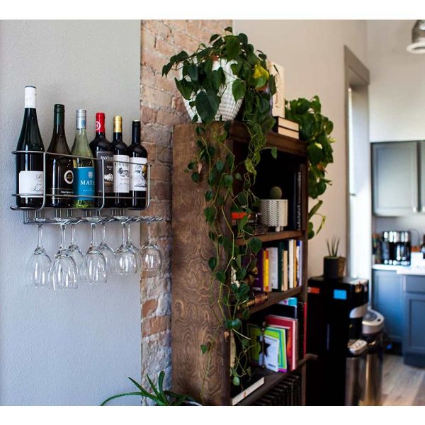 Wall Mounted Wine Bottle & Glass Rack