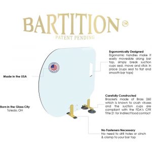 BARTITION Standard (Patent Pending) Partition for Bar Top or Dining Countertop Sneeze Guard